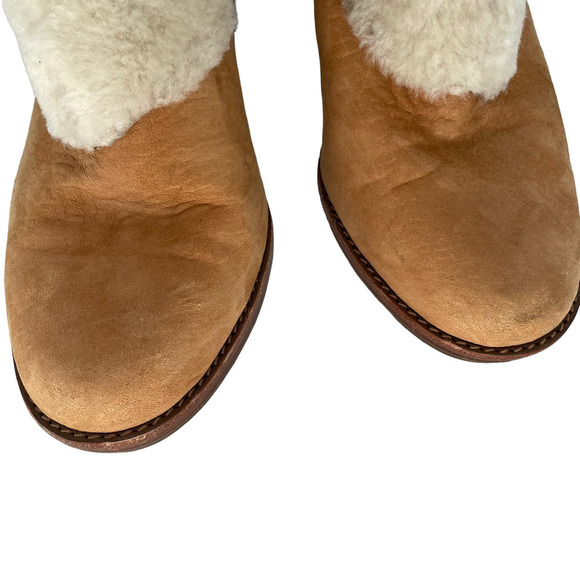 Calvin Klein Sherling Suede Pam Chestnut Tan Ankle Boots Booties 8M - Picture 2 of 9